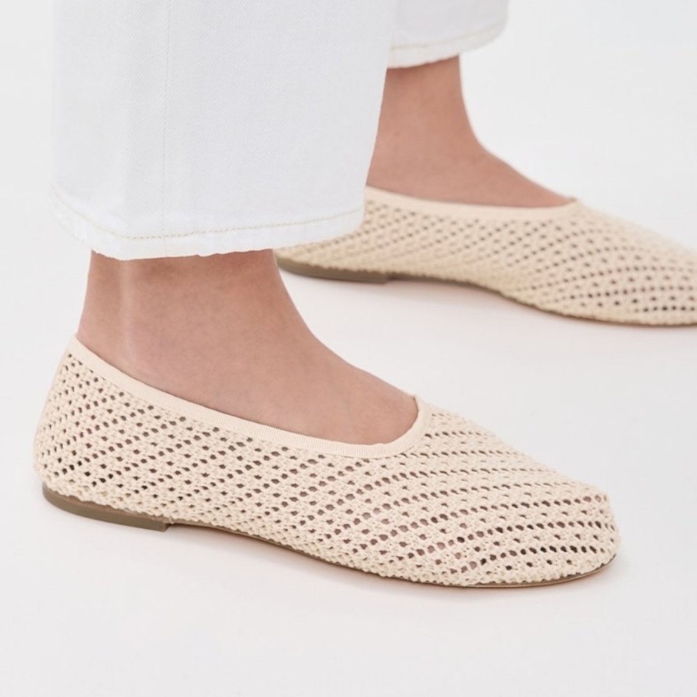 STAUD Beige Woven Loafers 39.5